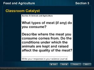 Food and Agriculture Classroom Catalyst Section 3 Food