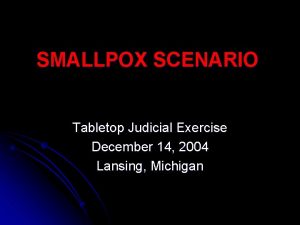 SMALLPOX SCENARIO Tabletop Judicial Exercise December 14 2004