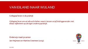 VAN EILAND NAAR WIJLAND Collegiaal leren in de