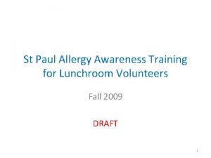 St Paul Allergy Awareness Training for Lunchroom Volunteers