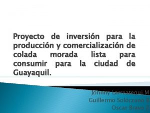 Proyecto de inversin para la produccin y comercializacin