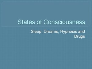 States of Consciousness Sleep Dreams Hypnosis and Drugs