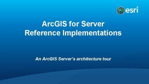 Arc GIS for Server Reference Implementations An Arc