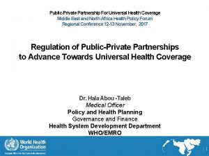 PublicPrivate Partnership For Universal Health Coverage Middle East