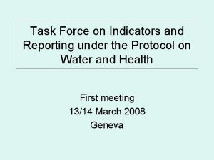 Task Force on Indicators and Reporting under the