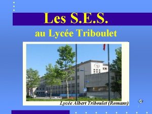 Les S E S au Lyce Triboulet Lyce