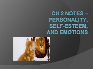 CH 2 NOTES PERSONALITY SELFESTEEM AND EMOTIONS Section