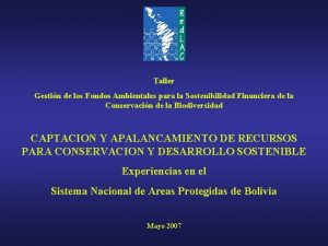 Taller Gestin de los Fondos Ambientales para la