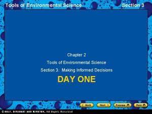 Tools of Environmental Science Chapter 2 Tools of