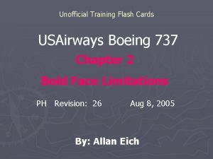 Unofficial Training Flash Cards USAirways Boeing 737 Chapter