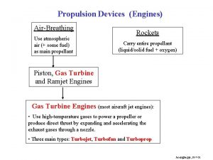 Propulsion Devices Engines AirBreathing Use atmospheric air some