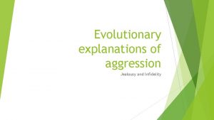 Evolutionary explanations of aggression Jealousy and Infidelity Learning