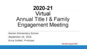 2020 21 Virtual Annual Title I Family Engagement