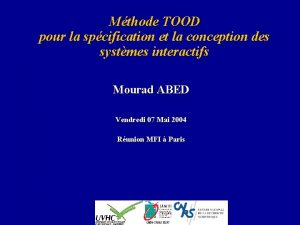 Mthode TOOD pour la spcification et la conception