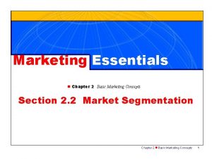 Marketing Essentials n Chapter 2 Basic Marketing Concepts