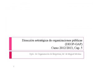 Direccin estratgica de organizaciones pblicas DEOPGAP Curso 20122013