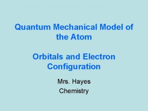 Quantum Mechanical Model of the Atom Orbitals and