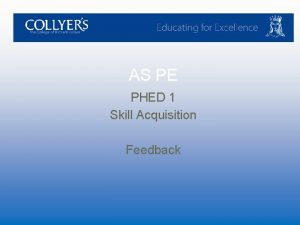 AS PE PHED 1 Skill Acquisition Feedback Feedback