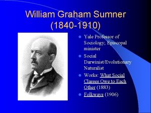 William Graham Sumner 1840 1910 Yale Professor of