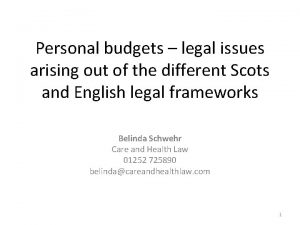 Personal budgets legal issues arising out of the