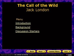 The Call of the Wild Jack London Menu