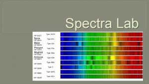 Spectra Lab Spectra Lab Purpose We will observe