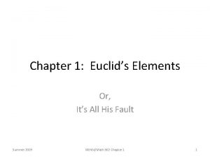 Chapter 1 Euclids Elements Or Its All His