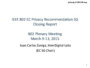 privecsg15 00 ecsg IEEE 802 EC Privacy Recommendation