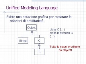 Unified Modeling Language Esiste una notazione grafica per