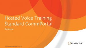 Hosted Voice Training Standard Comm Portal Polycom 2015