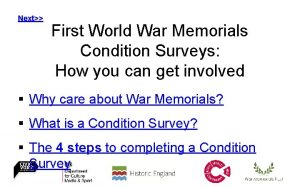 Next First World War Memorials Condition Surveys How