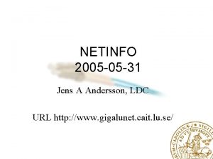 NETINFO 2005 05 31 Jens A Andersson LDC