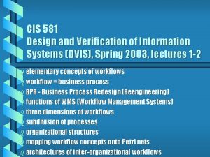 CIS 581 Design and Verification of Information Systems