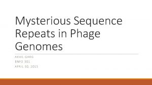 Mysterious Sequence Repeats in Phage Genomes AKHIL G