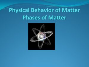 Physical Behavior of Matter Phases of Matter 2