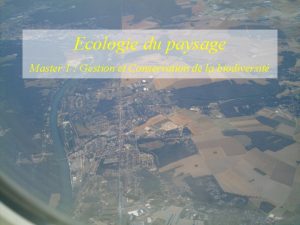 Ecologie du paysage Master 1 Gestion et Conservation