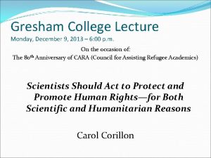 Gresham College Lecture Monday December 9 2013 6