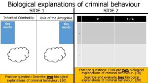 Biological explanations of criminal behaviour SIDE 1 Inherited
