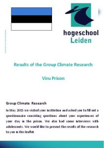 Logo instelling Results of the Group Climate Research