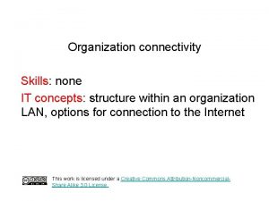 Organization connectivity Skills none IT concepts structure within