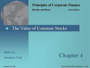 Principles of Corporate Finance Brealey and Myers u