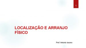 1 LOCALIZAO E ARRANJO FSICO Prof Antonio Iacono