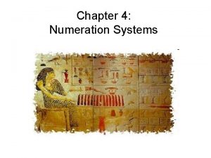 Chapter 4 Numeration Systems Numeration Systems A number