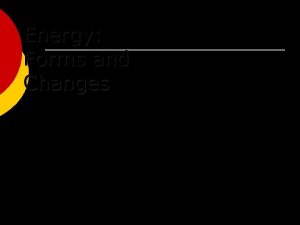 Energy Forms and Changes Nature of Energy Energy