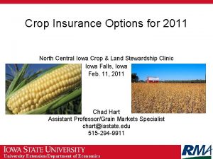 Crop Insurance Options for 2011 North Central Iowa