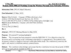 13 May 2003 doc IEEE 802 15 031896