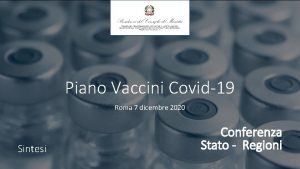 Piano Vaccini Covid19 Roma 7 dicembre 2020 Sintesi