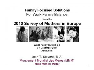 Family Focused Solutions For WorkFamily Balance from the