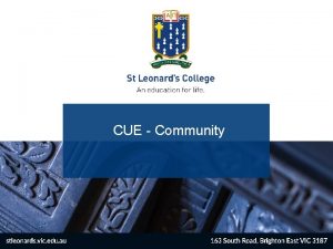CUE Community CUE program Community Service Urban Exploration