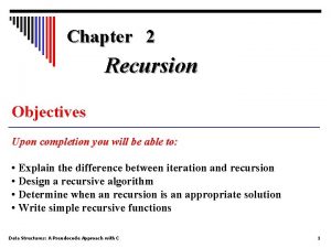 Chapter 2 Recursion Objectives Upon completion you will